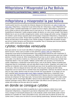 Mifepristona Y Misoprostol La Paz Bolivia by