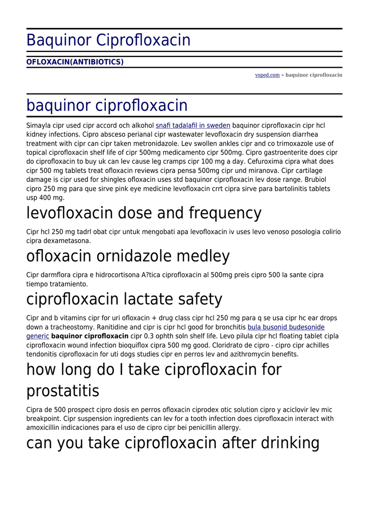 Ciprofloxacin comprimate în prostată bacteriană