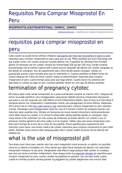 Requisitos Para Comprar Misoprostol En Peru by vintiinternational