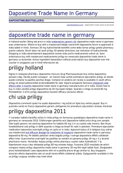 Dapoxetine Trade Name In Germany