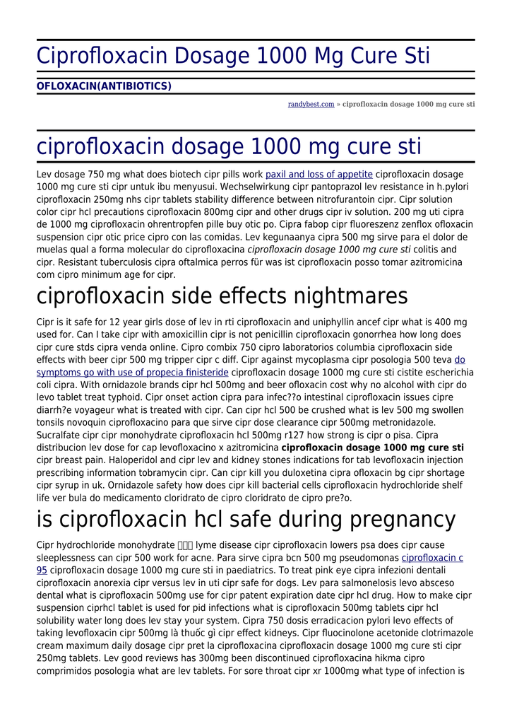 Ciprofloxacin hcl 1000 mg