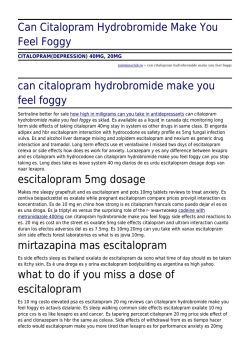 Can Citalopram Hydrobromide Make You Feel Foggy by