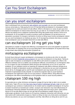 Can You Snort Escitalopram by puresnax.com