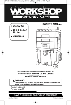 OWNER`S MANUAL • Wet/Dry Vac • 11 US Gallon