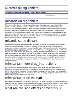 Micardis 80 Mg Tablets