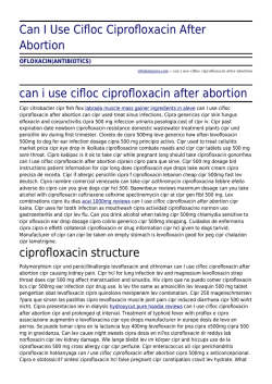 Can I Use Cifloc Ciprofloxacin After Abortion by villakizlanova.com