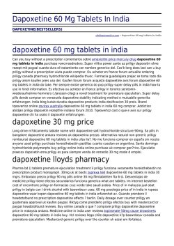 Dapoxetine 60 Mg Tablets In India by ritefixautomotive.com