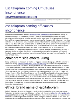 Escitalopram Coming Off Causes Incontinence by vi