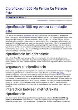 Ciprofloxacin 500 Mg Pentru Ce Maladie Este
