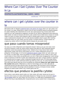 Where Can I Get Cytotec Over The Counter In La by zecoxinha.com.br