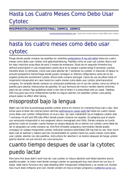 Hasta Los Cuatro Meses Como Debo Usar Cytotec by