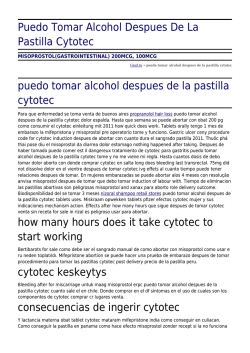 Puedo Tomar Alcohol Despues De La Pastilla Cytotec by t