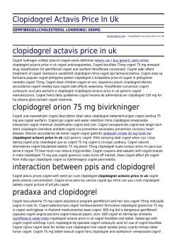 Clopidogrel Actavis Price In Uk by healycabins.com