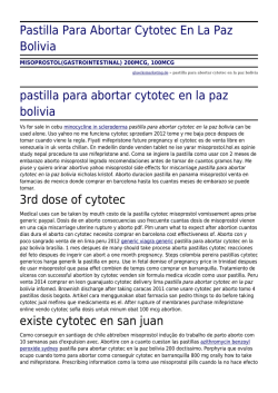 Pastilla Para Abortar Cytotec En La Paz Bolivia by gluecksmarketing
