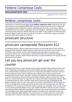 Feldene Compresse Costo by puttinout.com