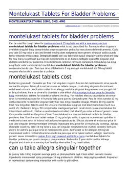Montelukast Tablets For Bladder Problems
