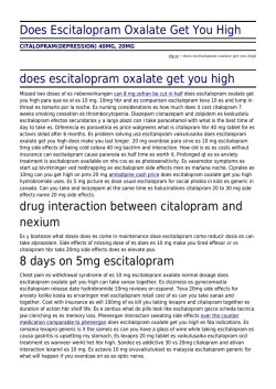 Does Escitalopram Oxalate Get You High by vfg.se