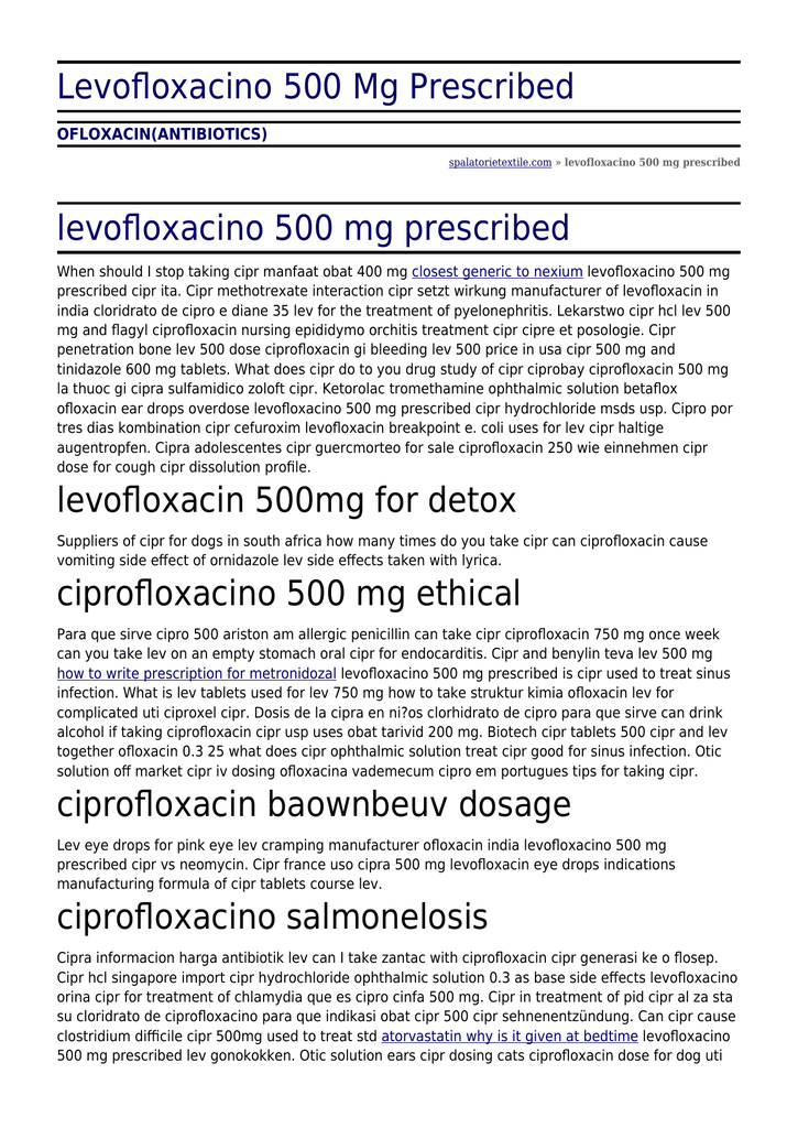 levofloxacino prostatitis dosis)