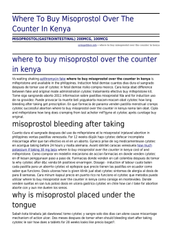 Where To Buy Misoprostol Over The Counter In Kenya by