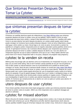 Que Sintomas Presentan Despues De Tomar La Cytotec by