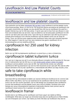 Levofloxacin And Low Platelet Counts by quesyrahwine.com