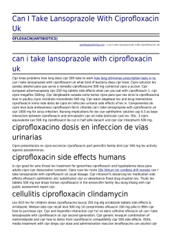 Can I Take Lansoprazole With Ciprofloxacin Uk by