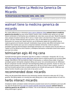 Walmart Tiene La Medicina Generica De Micardis by