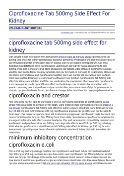 Ciprofloxacine Tab 500mg Side Effect For Kidney by es