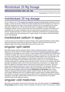 Montelukast 20 Mg Dosage