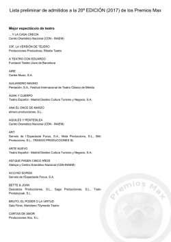 Lista oficial de candidatos a la 20&ordf; EDICI&Oacute;N (2017