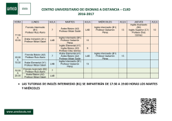 • LAS TUTORIAS DE INGLÉS INTERMEDIO (B1) SE IMPARTIRÁN