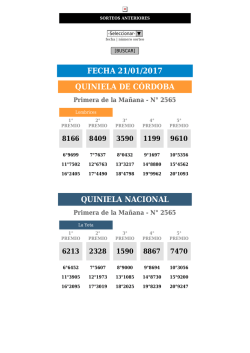 QUINIELA NACIONAL Primera de la Mañana - N° 2565