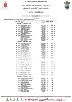1ª JORNADA CTO. PROVINCIAL sábado, 21 enero 2017 sesión de