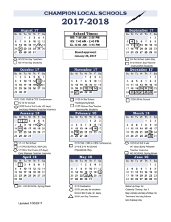 Academic Year Calendar - Champion Local Schools