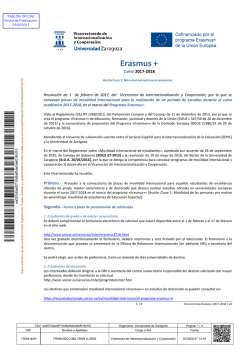 Convocatoria ERASMUS+ - Universidad de Zaragoza