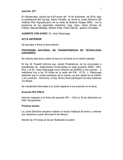 Acta Nro. 877 - Plan Agropecuario