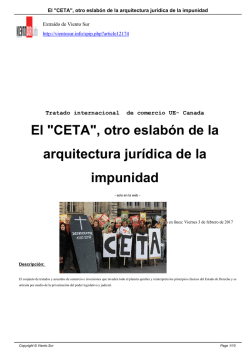 "CETA", otro eslabón de la arquitectura jurídica de la