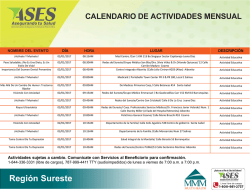 Calendario de Actividades Mensual – Región Sureste