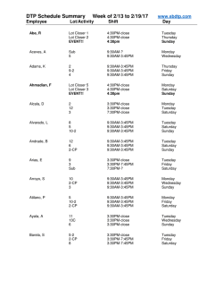 DTP Employee Schedule Week of 2/6 to 2/12/17 www.sbdtp.com