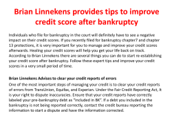 Brian Linnekens provides tips to improve credit score
