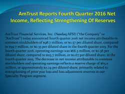 AmTrust Reports Fourth Quarter 2016 Net Income, Reflecting Strengthening Of Reserves  
