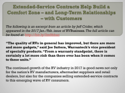 Extended-Service Contracts Help Build a Comfort Zone – and Long-Term Relationships – with Customers