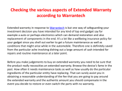 Checking the various aspects of Extended Warranty according to&nbsp;Warrantech