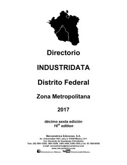 Directorio INDUSTRIDATA Distrito Federal Zona Metropolitana 2017