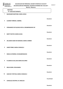 Listado adjudicación Maestros - Especialidad y número de orden