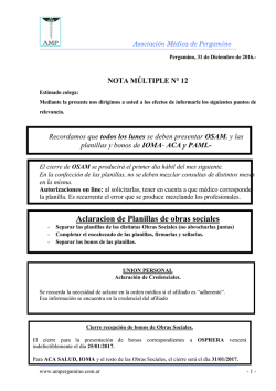 Aclaracion de Planillas de obras sociales 3