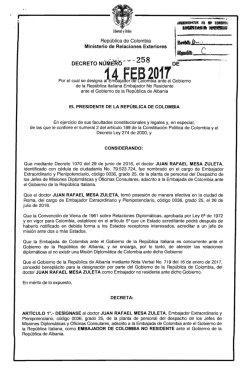 decreto 258 del 14 febrero de 2017