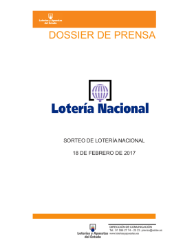 Dossier de prensa de Lotería Nacional para el sábado 18 de febrero