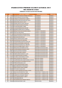 ingresantes primer examen general 2017