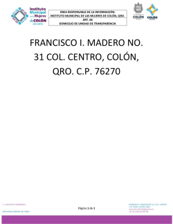 FRANCISCO I. MADERO NO. 31 COL. CENTRO, COLÓN, QRO